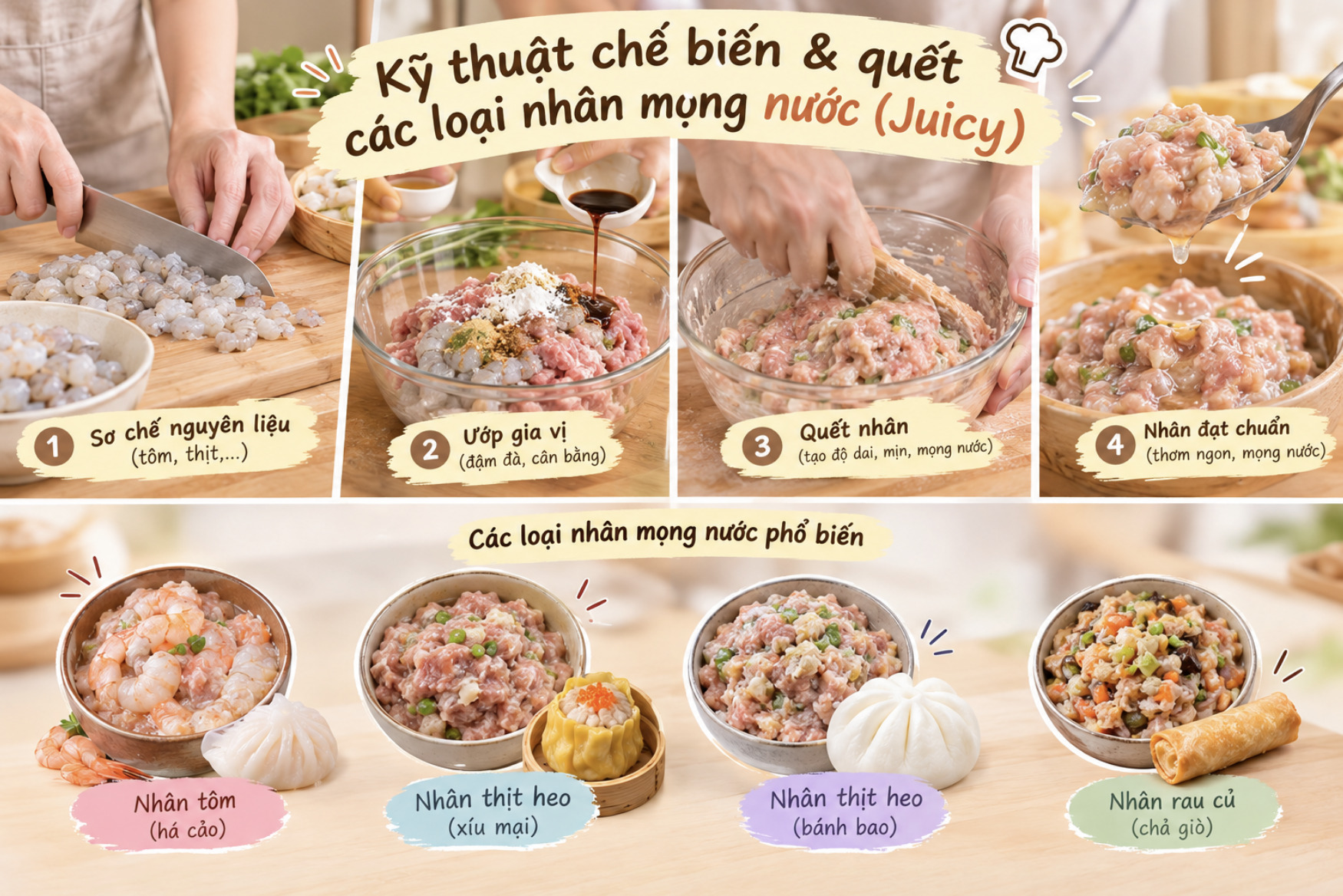 Chế biến làm nhân của Dimsum