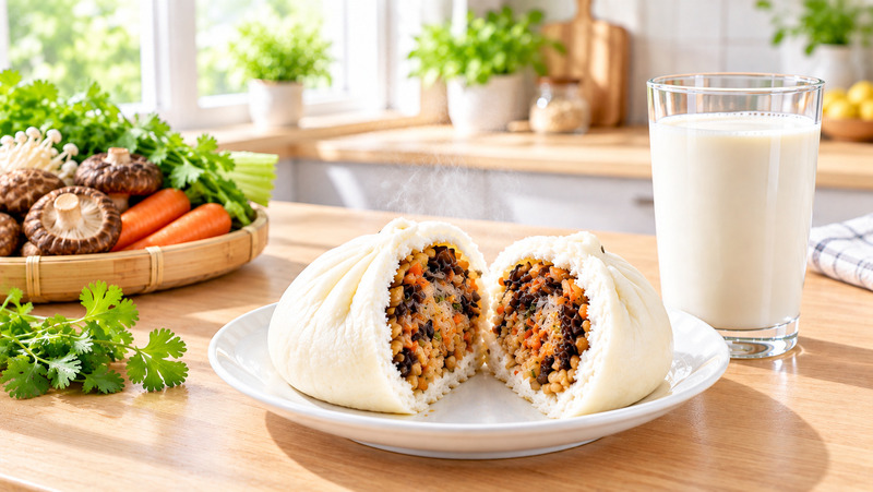 Bánh bao chay nhân nấm thơm ngon, ít calo – Bữa sáng healthy