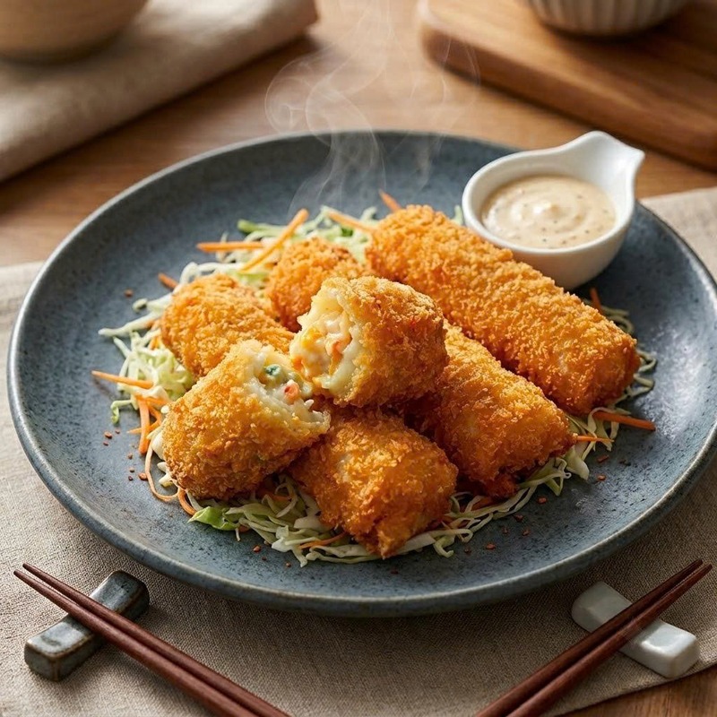 Vỏ giòn rụm lâu tan, nhân hải sản quyện sốt mayonnaise béo mịn