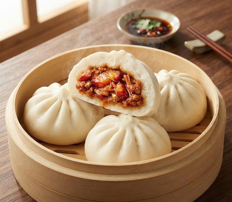 Bánh bao xá xíu - Nhân xá xíu đượm vị truyền thống, chắc bụng, giữ nhiệt tốt khi mang đi