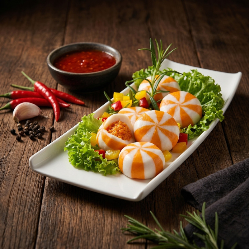 Tôm viên nhân trứng cá HI-FOODS giữ độ dai giòn sần sật khi thả lẩu phục vụ nhà hàng buffet