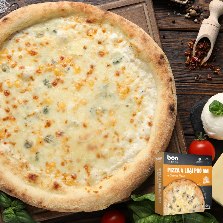 Pizza 4 Loại Phô Mai béo ngậy thơm lừng phô mai nướng kéo sợi
